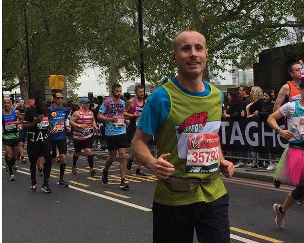 Photograph of Matt Vellacott running the London Marathon